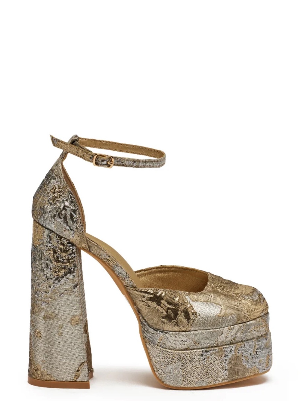 🔥🔥AZALEA WANG ZIPPHORA GOLD MULTI BROCADE PLATFORM PUMP SIZE 7